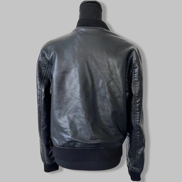 Ci Sono By Cavalini Black Faux Leather Bomber Jacket - Picture 3 of 16